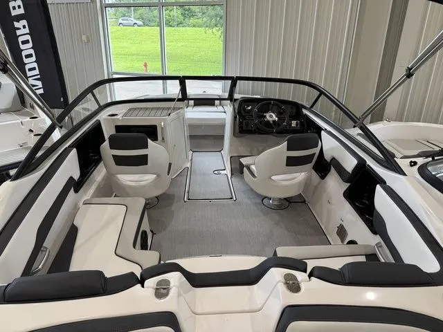 Slide: The Image of Interior of a 2025 Yamaha SX195 boat with modern seating. - 8