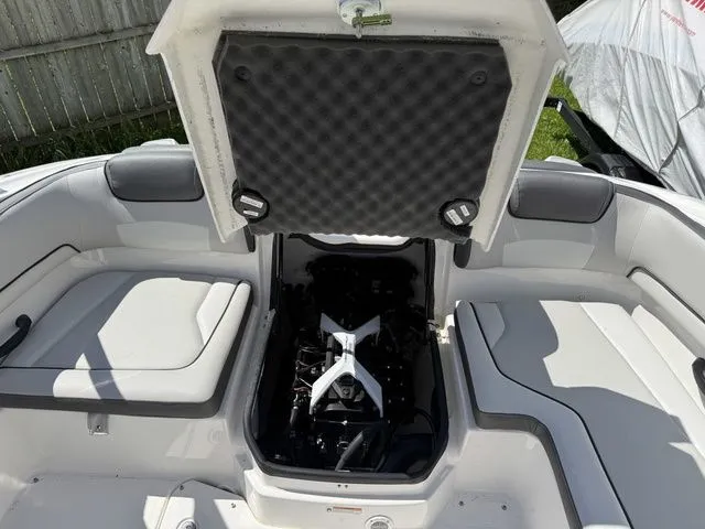 Slide: The Image of Yamaha AR190 2025 engine compartment with open hatch. - 13