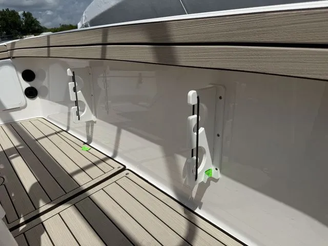 Slide: The Image of Interior view of Yamaha 195 FSH Sport 2025 boat deck. - 13