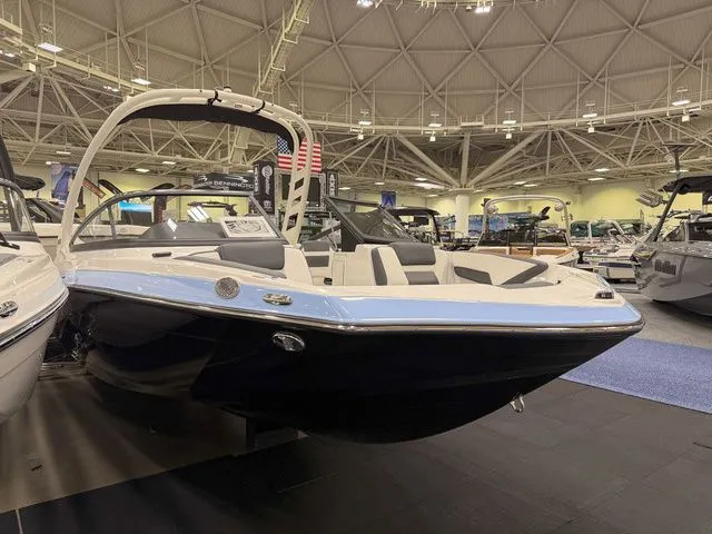 Slide: The Image of Yamaha Boats 195S 2025 displayed at a boat show. - 3