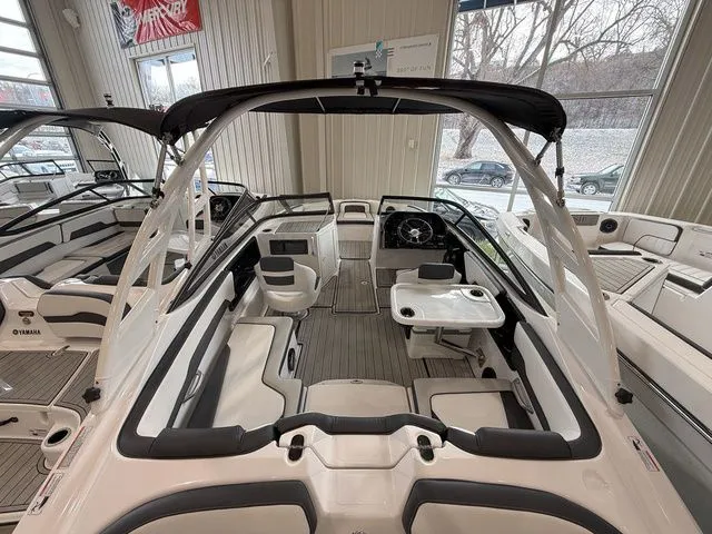 Slide: The Image of Interior view of 2025 Yamaha Boats 195S with modern seating and controls. - 6