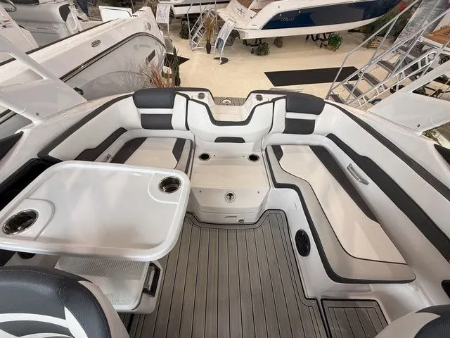 Slide: The Image of 2025 Yamaha Boats 195S interior seating and table. - 8