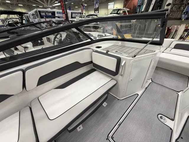 Slide: The Image of Interior of 2025 Yamaha AR195 boat with modern seating. - 9