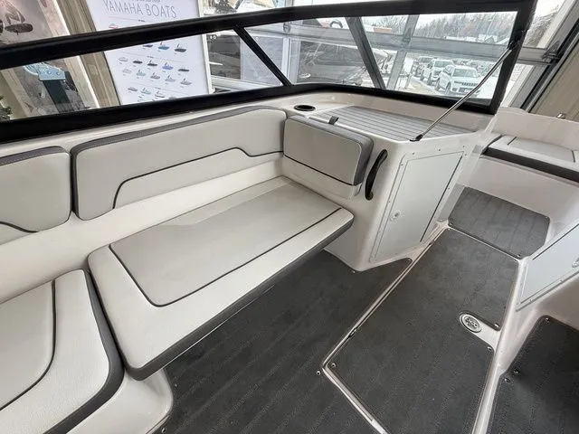 Slide: The Image of Interior of 2025 Yamaha Boats AR190 with gray upholstery. - 9