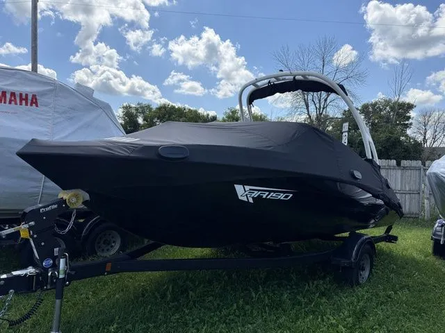 Slide: The Image of Yamaha AR190 boat 2025 with cover on trailer. - 29