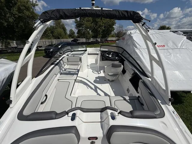 Slide: The Image of Interior view of a 2025 Yamaha Boats AR190 with modern seating. - 6
