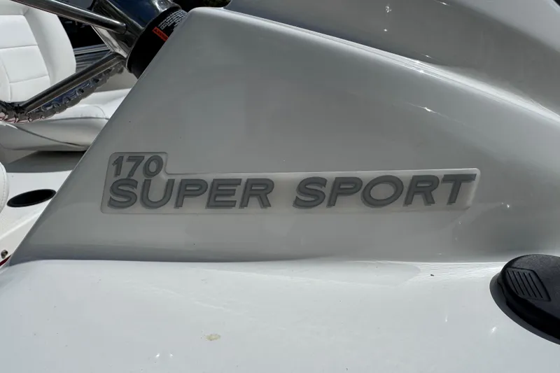 Slide: The Image of 2017 Boston Whaler 170 Super Sport boat dashboard with model nameplate. - 10