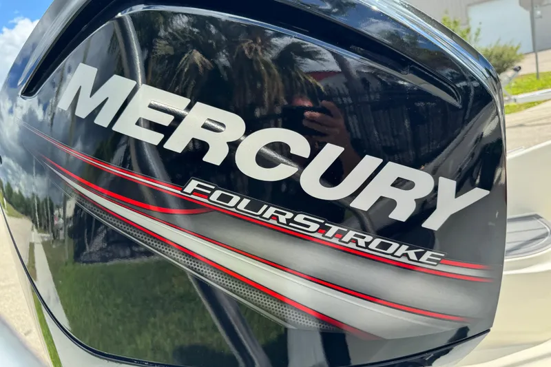 Slide: The Image of Mercury FourStroke engine on 2017 Boston Whaler 170 Super Sport boat. - 33