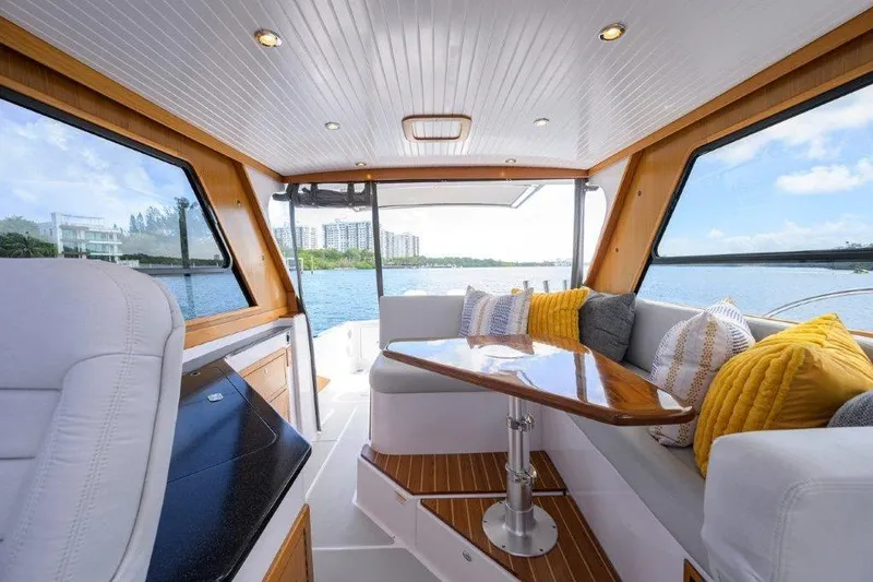 Slide: The Image of Luxurious interior of 2022 True North 34 yacht with scenic water view. - 50