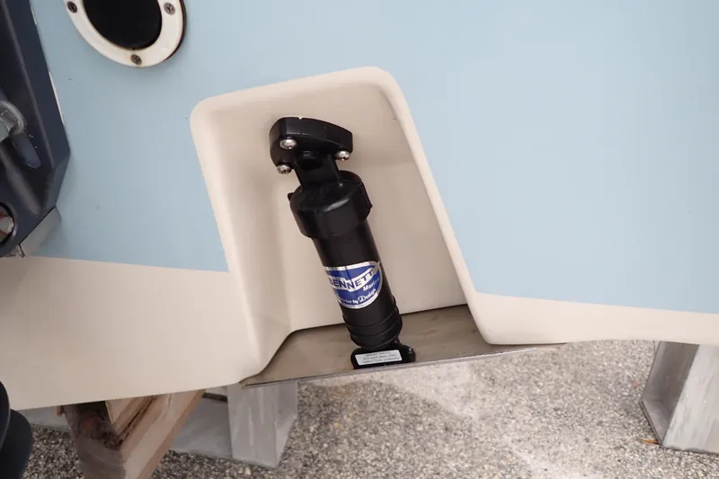 Slide: The Image of 2016 Grady-White Freedom 275 boat detail showing trim tab actuator. - 109