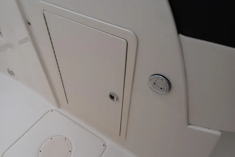 Slide: The Image of 2016 Grady-White Freedom 275 boat interior compartment and gauge detail. - 52