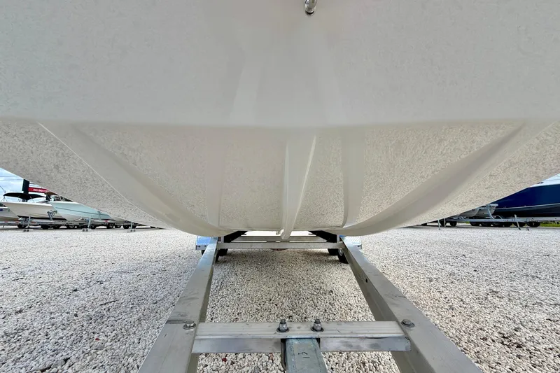 Slide: The Image of Bay Rider 2260 FS Skiff 2027 hull on trailer, showcasing sleek design and craftsmanship. - 54