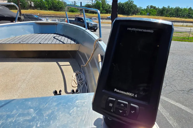 Slide: The Image of Boat interior of 2023 Marlon MV 16 with Humminbird PiranhaMAX 4 fish finder. - 3