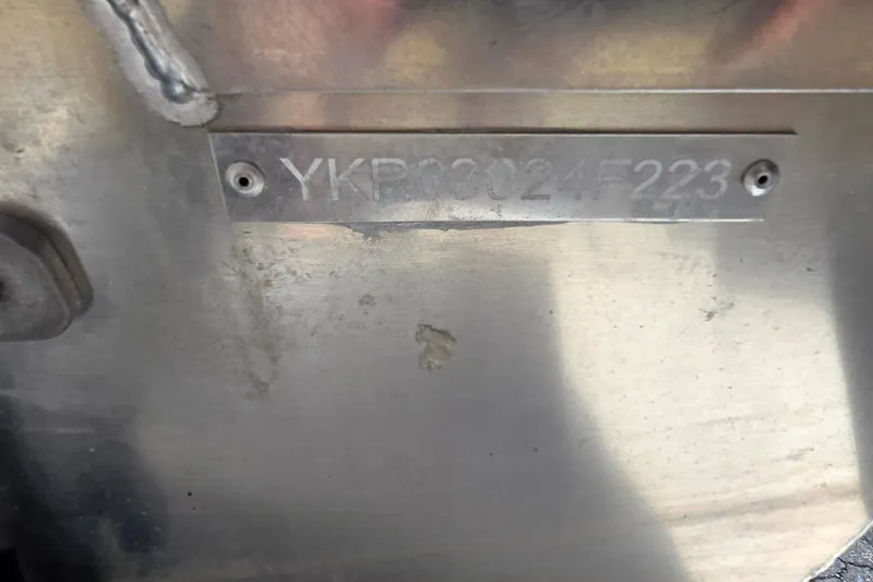 Slide: The Image of Close-up of a Marlon MV 16 boat's serial number plate, model year 2023. - 7