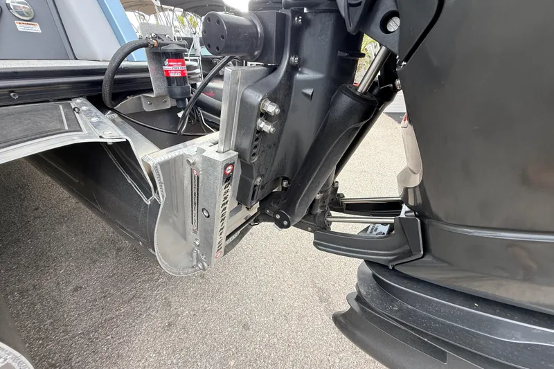 Slide: The Image of Close-up of a 2026 Avalon 2 boat engine and hydraulic system. - 15