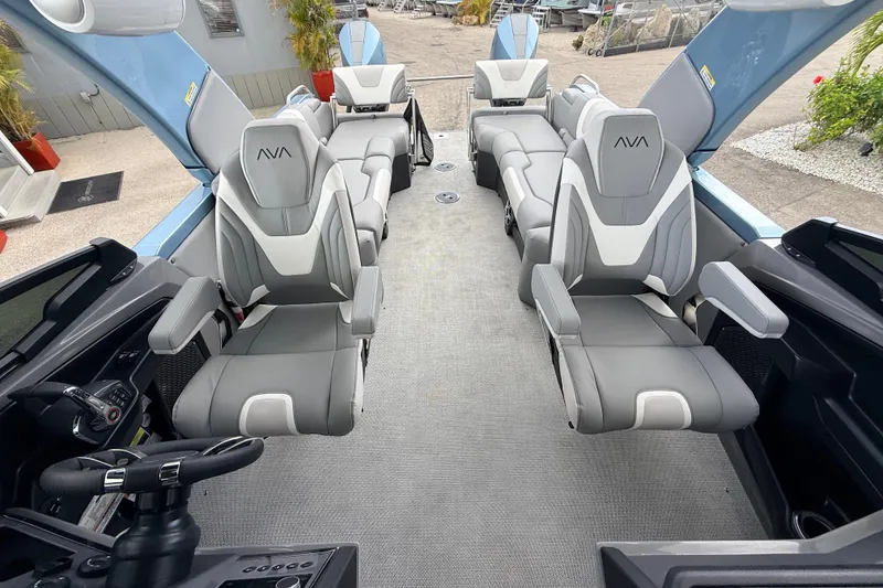 Slide: The Image of Luxurious interior of 2026 Avalon model 2 boat with modern seating arrangement. - 32