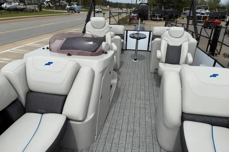 Slide: The Image of Interior of 2022 Starcraft SLS 3 boat with luxurious seating and modern design. - 12