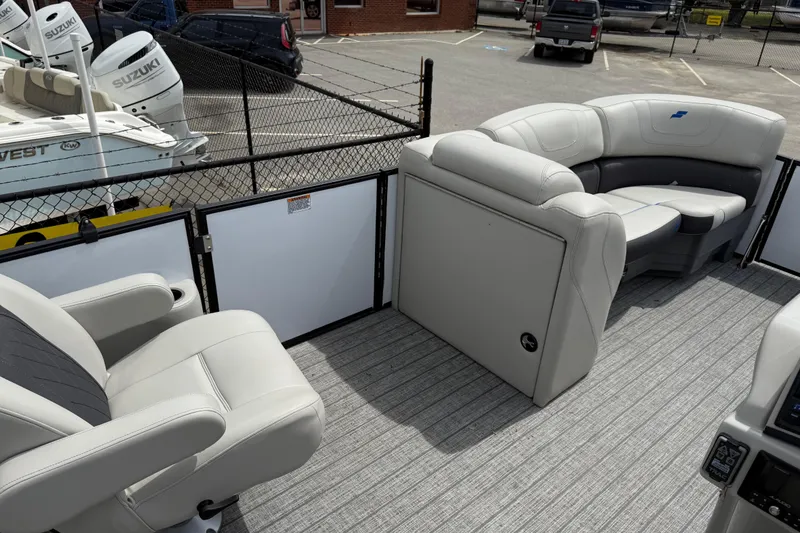 Slide: The Image of 2022 Starcraft SLS 3 boat interior with plush seating and modern design. - 28