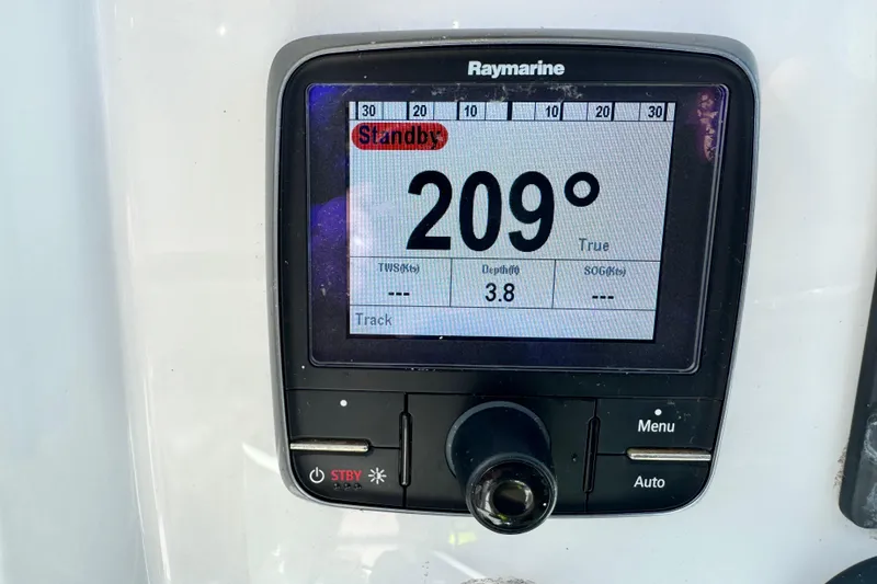Slide: The Image of Raymarine display showing 209° heading on 2011 Glacier Bay 2670 Cuddy boat. - 30