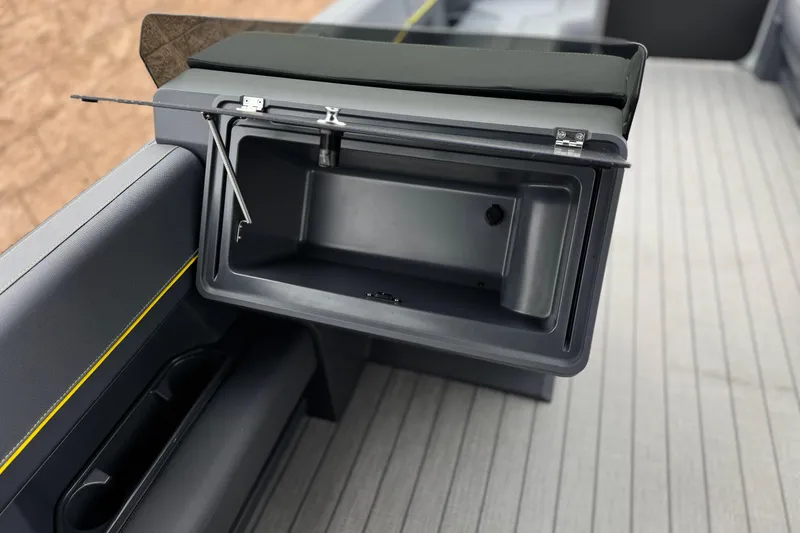 Slide: The Image of Storage compartment on 2025 Manitou EXPLORE 24 boat, featuring sleek design and functionality. - 20