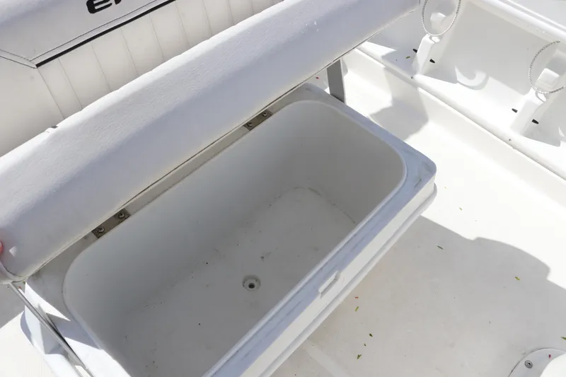 Slide: The Image of Open storage compartment on a 2020 Bayliner Element boat, showcasing interior space. - 13