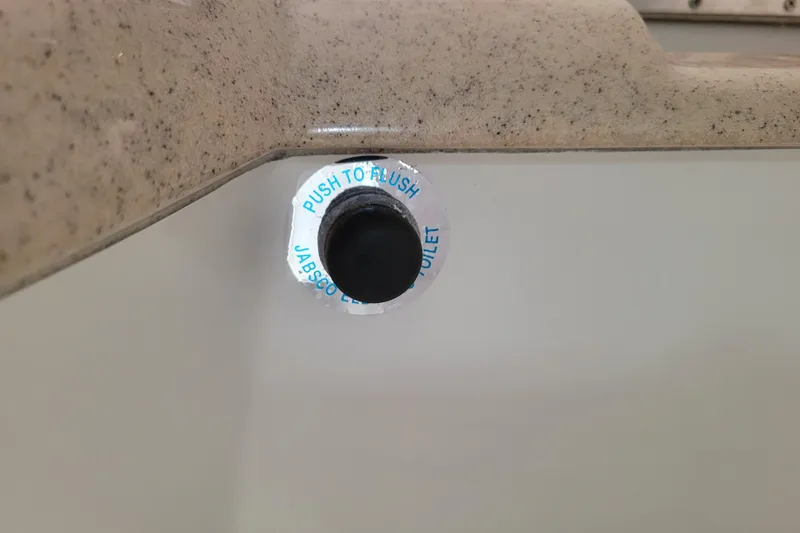 Slide: The Image of Button labeled "Push to Flush" on 2002 Cobalt 293 boat. - 32