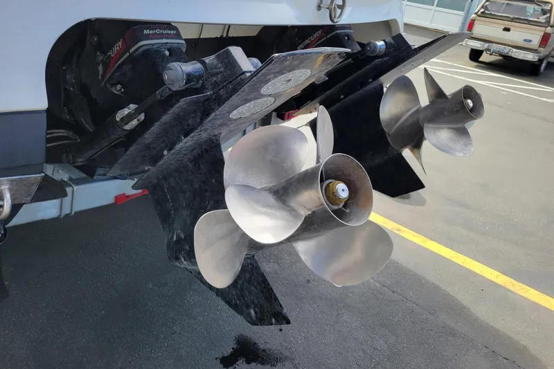 Slide: The Image of Dual propellers on a 2002 Cobalt 293 boat with MerCruiser Bravo Three drive. - 49
