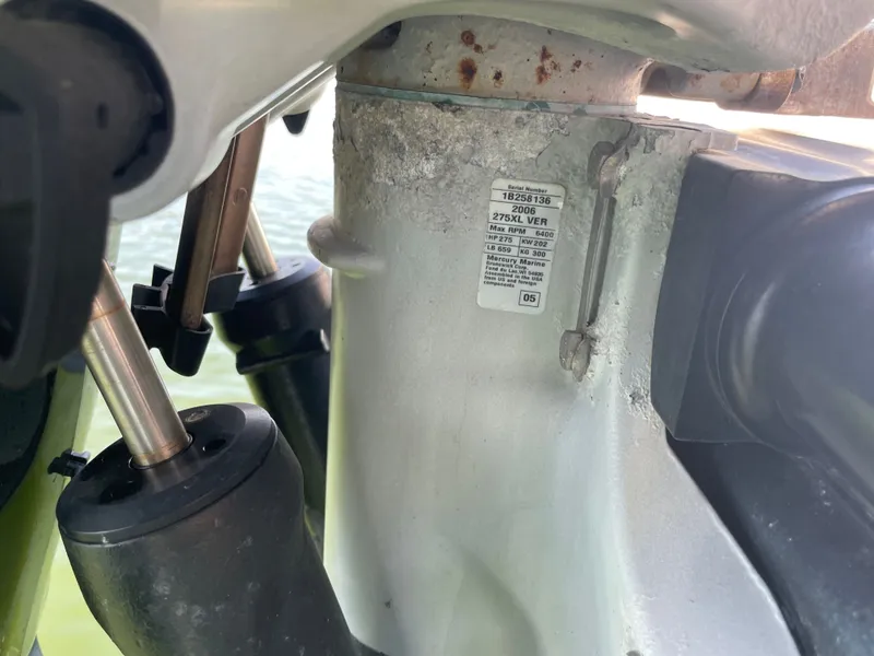 Slide: The Image of Close-up of a 2006 Fountain 33 Sport Fisherman boat detail. - 16