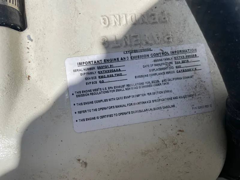 Slide: The Image of Engine emission label on a 2006 Fountain 33 Sport Fisherman. - 24