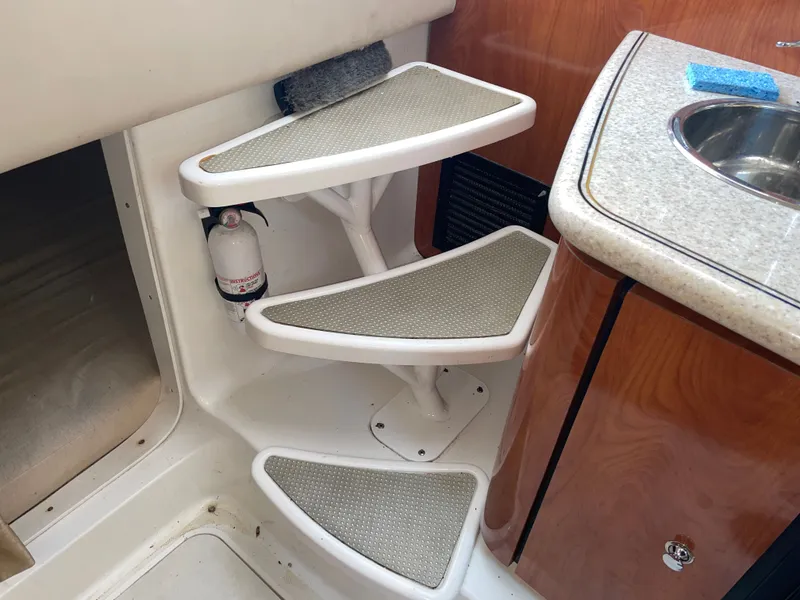 Slide: The Image of Interior of 2006 Fountain 33 Sport Fisherman with stairs and sink. - 47