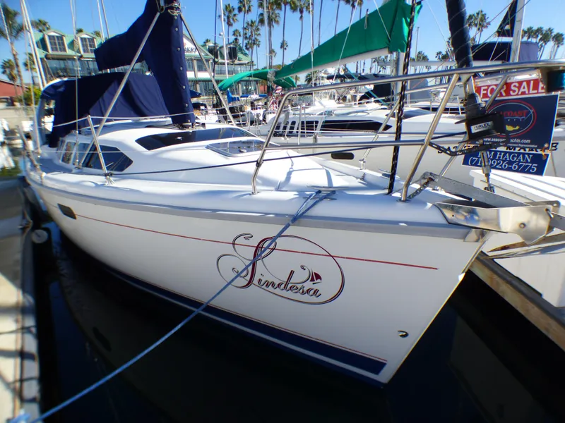 Slide: The Image of 1998 Hunter 34 sailboat docked in marina, for sale. - 3