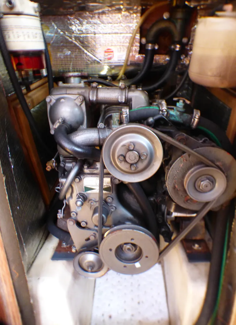 Slide: The Image of Engine compartment of a 1998 Hunter 34 sailboat. - 39