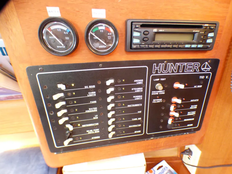 Slide: The Image of Control panel of a 1998 Hunter 34 sailboat. - 40