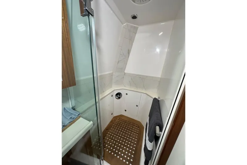 Slide: The Image of Luxurious shower area in 2021 HCB 65 Estrella yacht with modern design. - 30