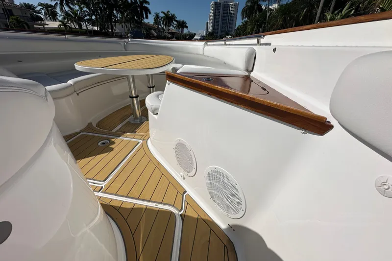 Slide: The Image of Luxurious 2021 HCB 65 Estrella yacht interior with elegant seating and wooden table. - 44