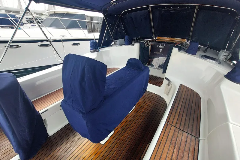 Slide: The Image of Nice canvas covers for helms and cockpit table to keep them in great shape. - 30