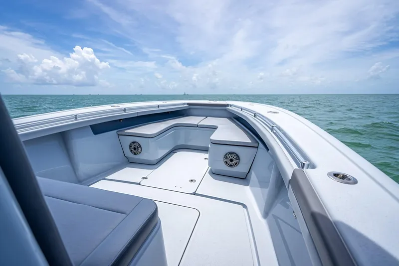 Slide: The Image of Interior view of 2021 Yellowfin 29 Offshore boat on the sea. - 33