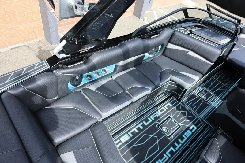 Slide: The Image of Luxurious interior of a 2021 Centurion Fi23 boat with sleek seating and modern design. - 29