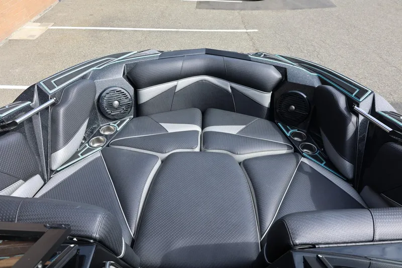 Slide: The Image of Luxurious interior of 2021 Centurion Fi23 boat with sleek seating and built-in speakers. - 54