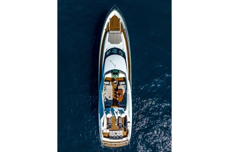 Slide: The Image of Aerial view of 2010 Peri Yachts 29M Custom luxury yacht on open water. - 17
