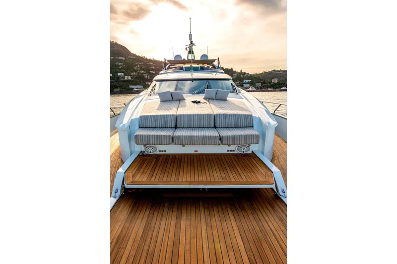 Slide: The Image of Luxurious 2010 Peri Yachts 29M Custom with elegant deck and scenic backdrop. - 5