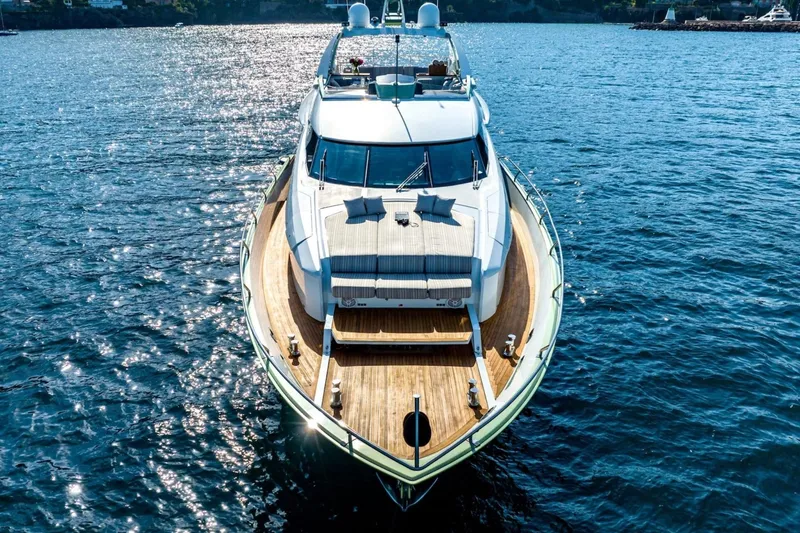 Slide: The Image of Luxurious 2010 Peri Yachts 29M Custom yacht on serene blue waters. - 2