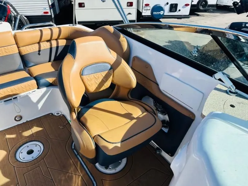Slide: The Image of Interior of a 2022 Hurricane SD2486 boat with beige seating. - 8