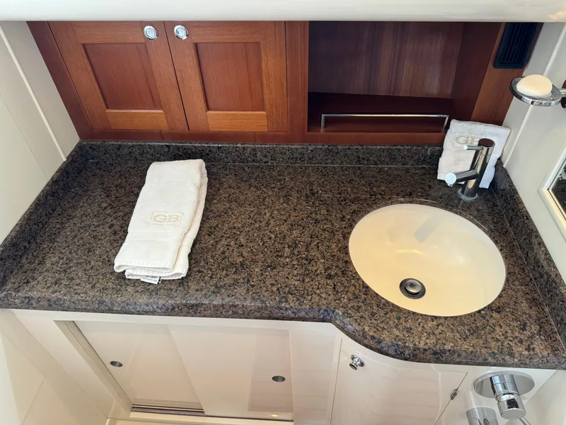 Slide: The Image of Luxurious bathroom sink area on 2009 Grand Banks 45 Eastbay SX yacht. - 38