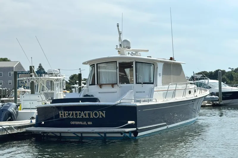 Slide: The Image of 2009 Grand Banks 45 Eastbay SX yacht docked in Osterville, MA marina. - 5