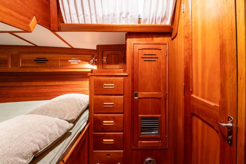 Slide: The Image of Luxurious wooden cabin interior of 1989 Hinckley Sou'wester 51 yacht. - 40