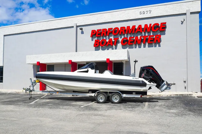 The Image of Iron 707 boat on trailer outside Performance Boat Center, 2026 model. - 0