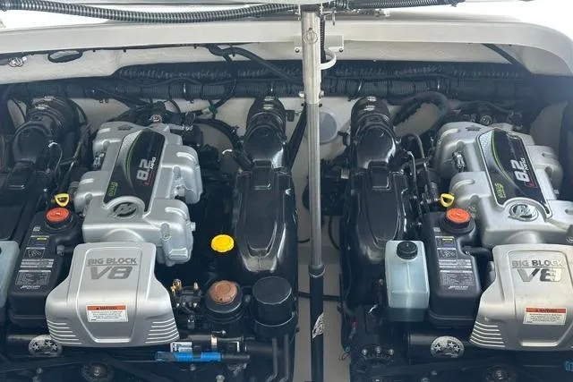 Slide: The Image of 2023 Formula 350 Crossover Bowrider I/O engines, featuring powerful V8 big block design. - 11