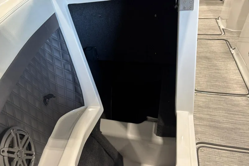 Slide: The Image of Interior view of 2026 Cobalt R6 boat, featuring sleek design and speaker system. - 17