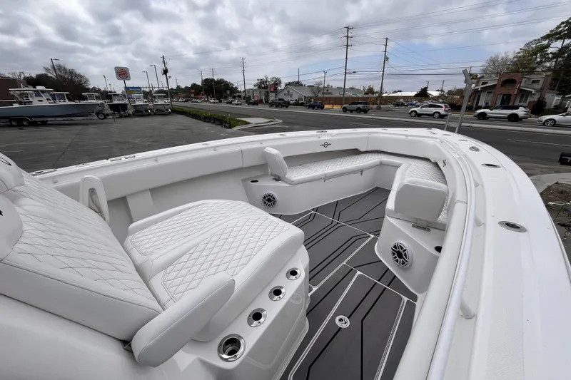 Slide: The Image of 2026 Fountain 38 Tournament Edition boat with luxurious seating and modern design. - 15